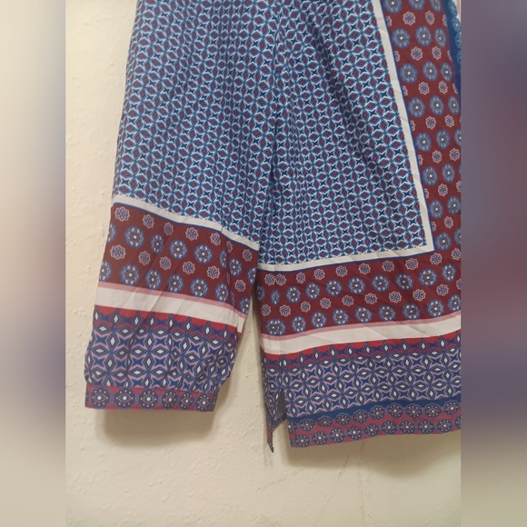 Talbots Blue and Red Boxy Blouse with Embroidery - Picture 2 of 10